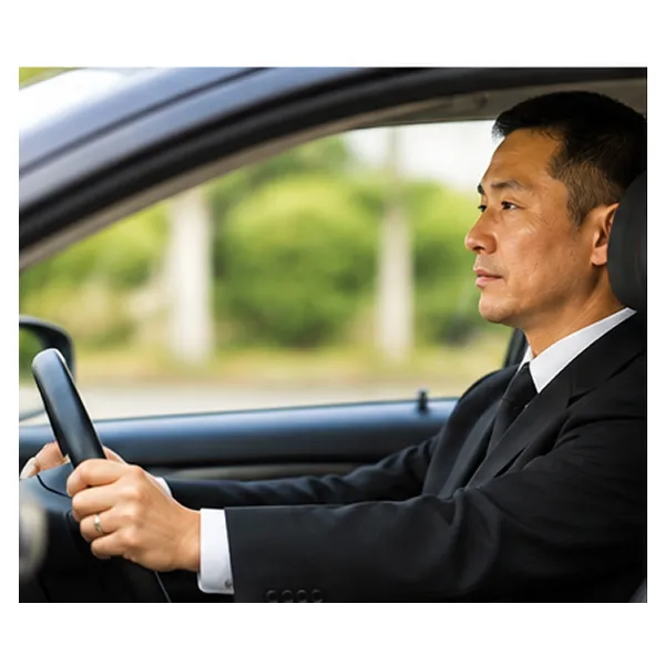 車を運転する男性スタッフ