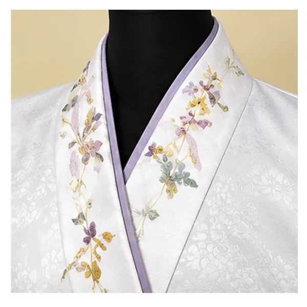 仏衣 花柄刺繍(藤色二重襟)